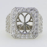 Men's Sterling Silver Semi Mount Ring Setting Oval OV 15x12mm Unisex - Syzjewelry